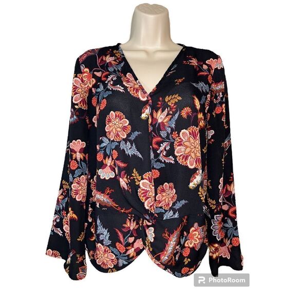 Signature Studio Womens Small Top Floral Sheer - Picture 1 of 7